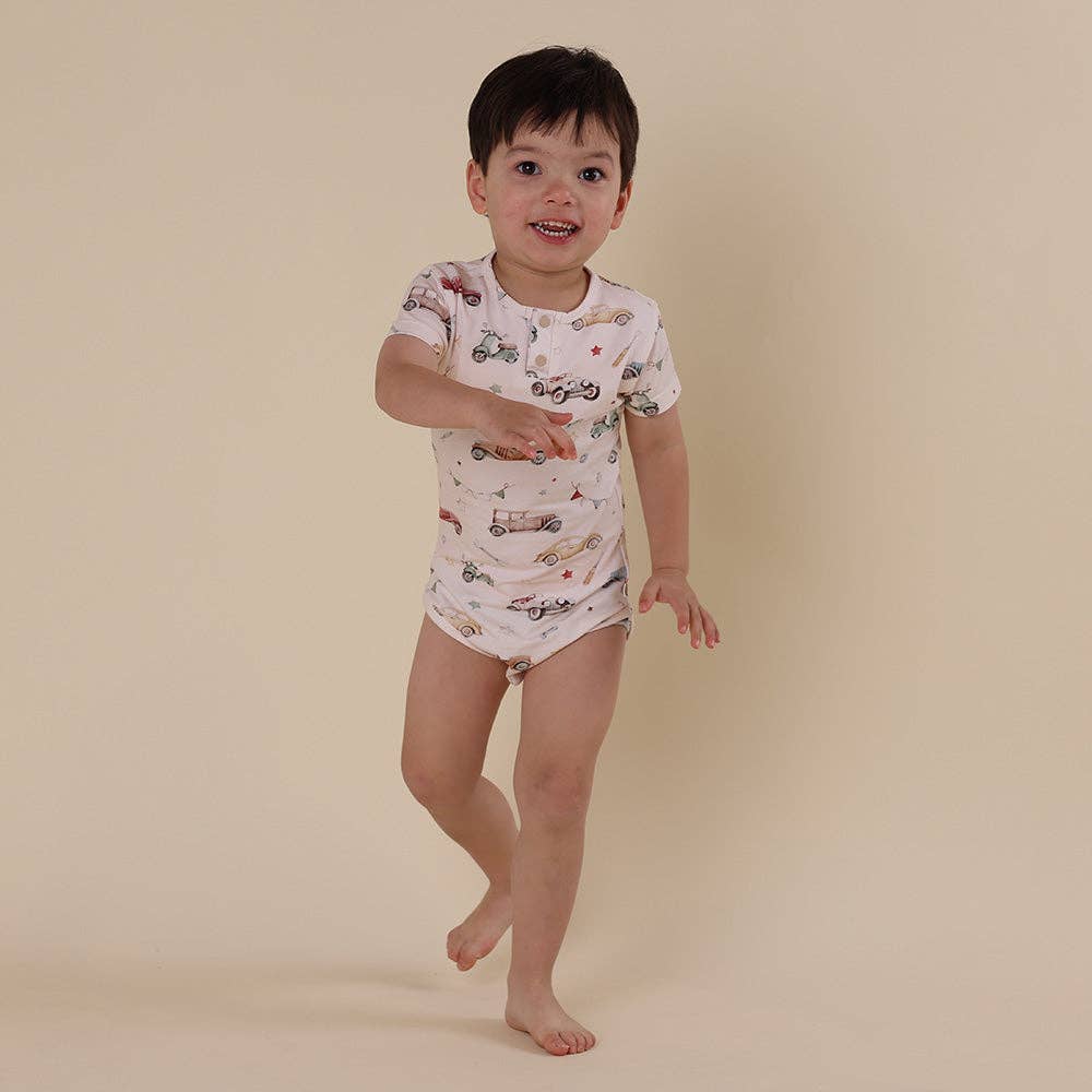 Vintage Cars Short Sleeve Organic Bodysuit: 6-12 Months (0)