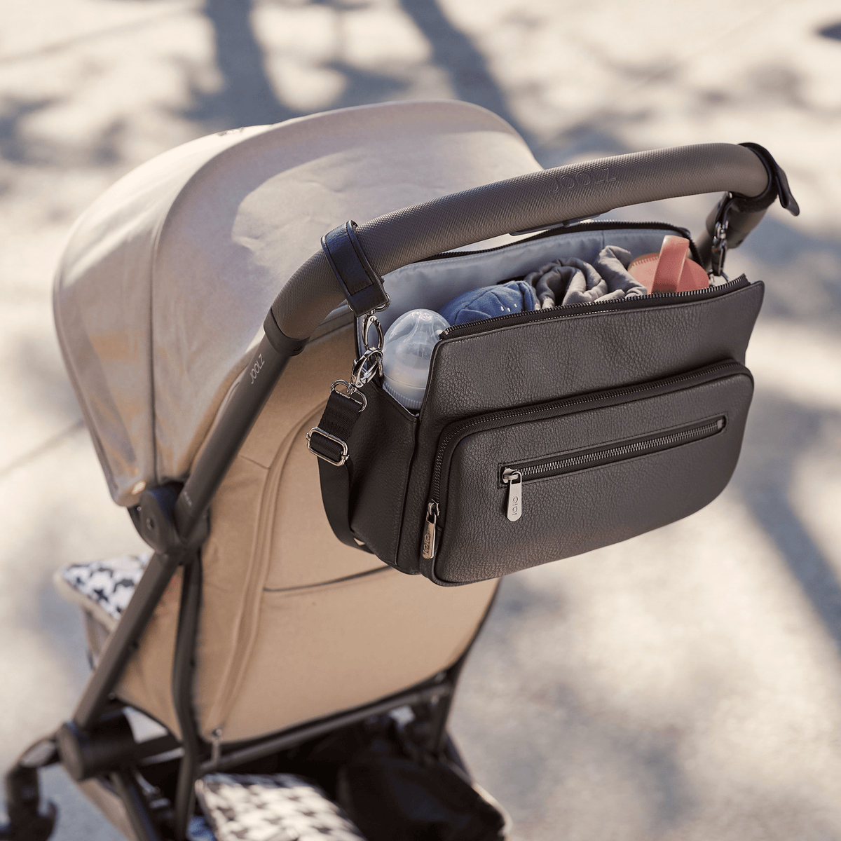 Multitasker Pram Caddy - Black Vegan Leather 2.0