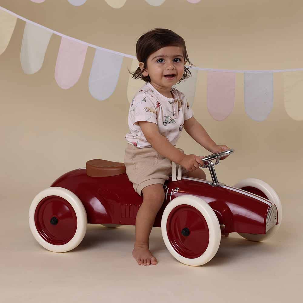 Vintage Cars Short Sleeve Organic Bodysuit: 3-6 Months (00)