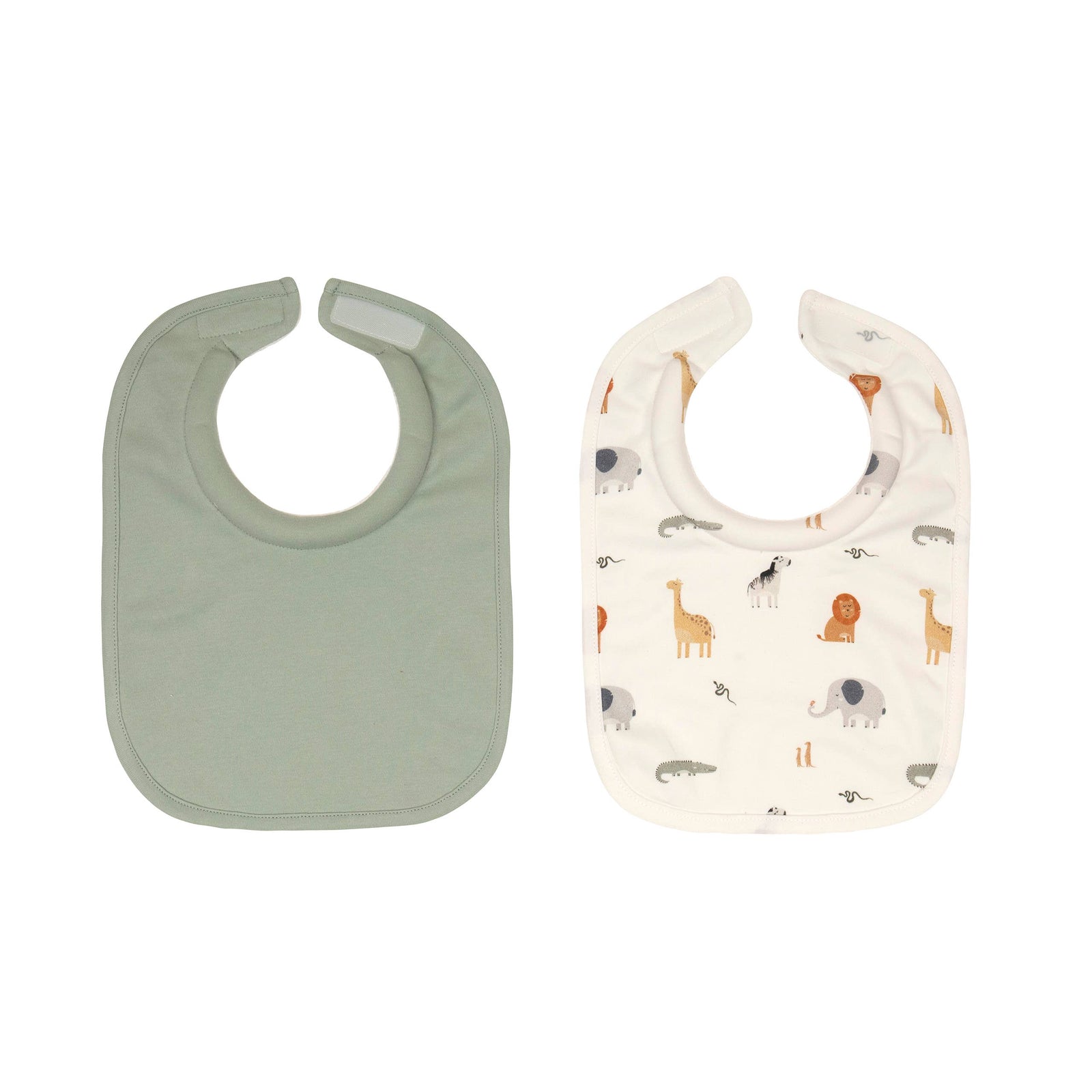 Roll Neck Bibs 2pk - Wild Animals