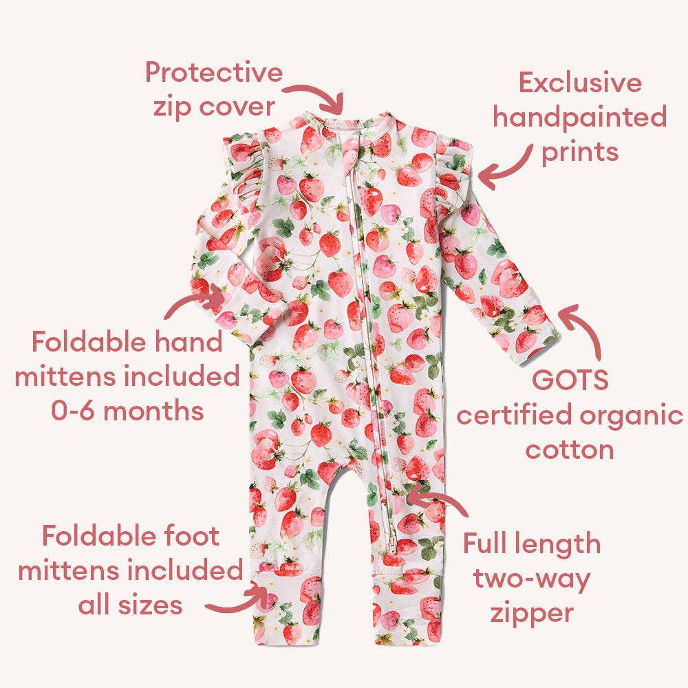 Strawberry Organic Snugglesuit Convertible Romper: Newborn (0000)
