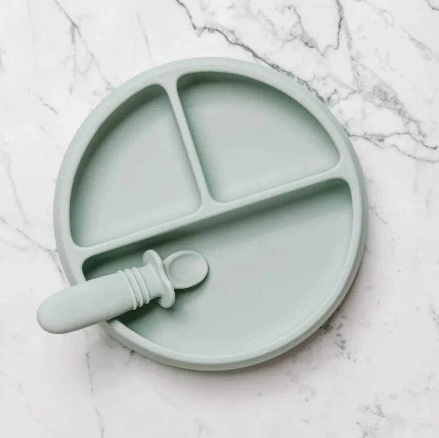 Suckie Scoop Divided Suction Plate: Blue Lemonade