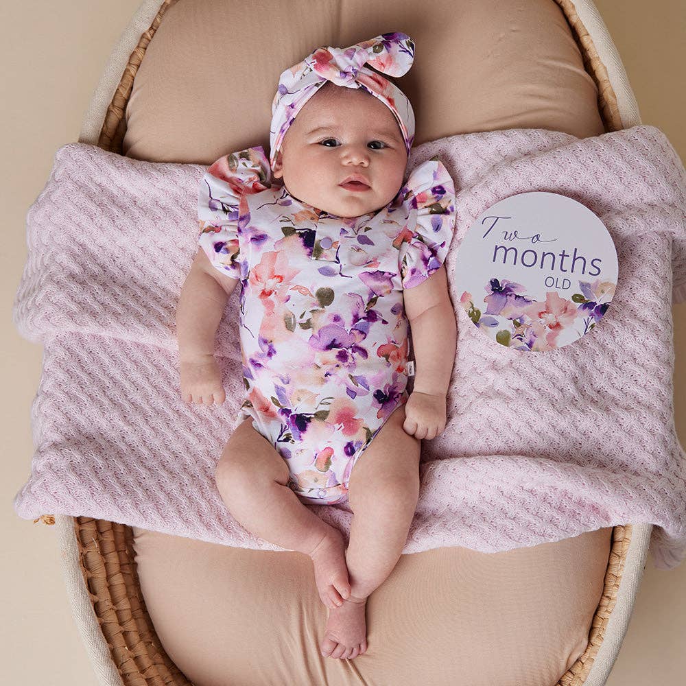 Blushing Beauty Short Sleeve Organic Bodysuit with Frill: Newborn (0000)