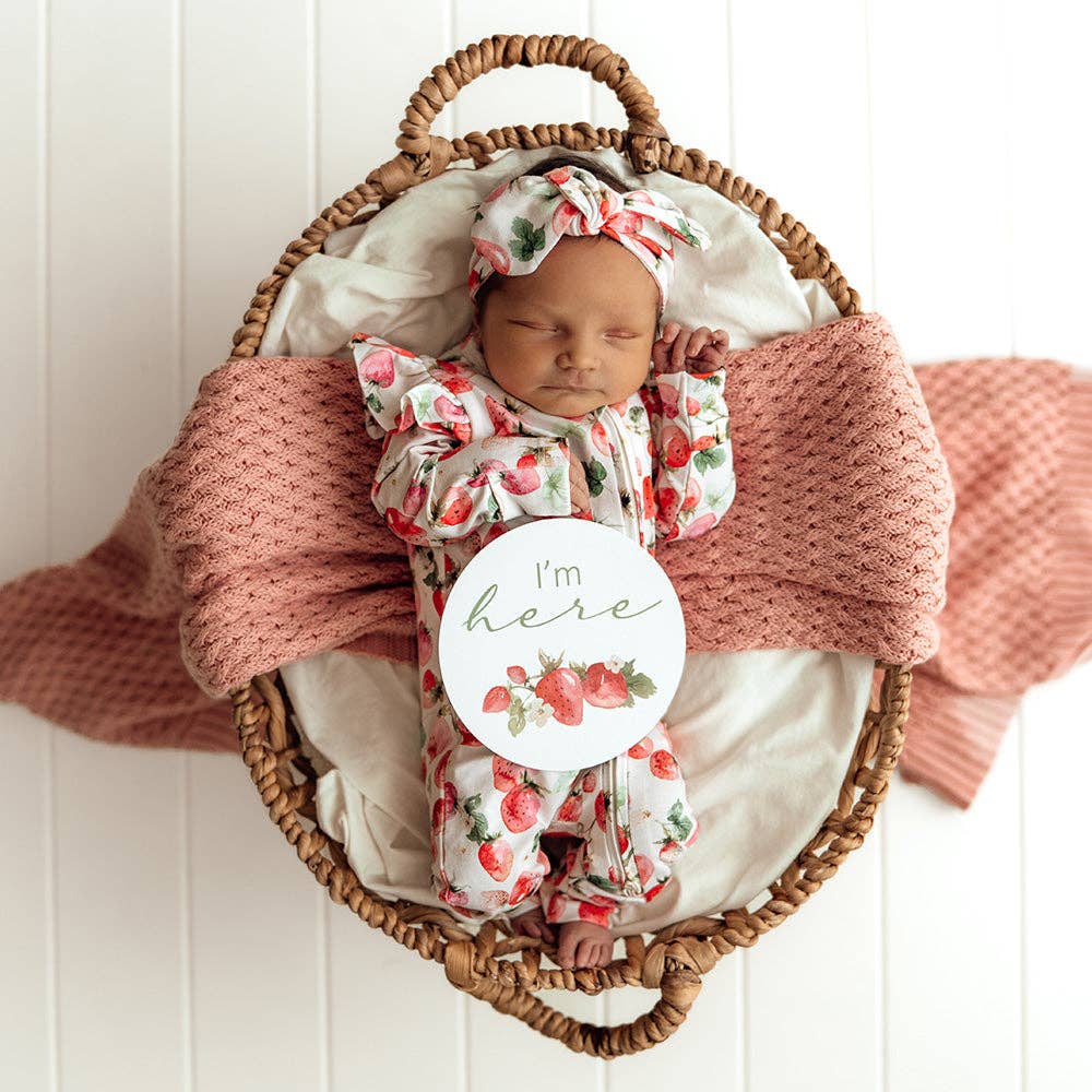 Strawberry Organic Snugglesuit Convertible Romper: Newborn (0000)