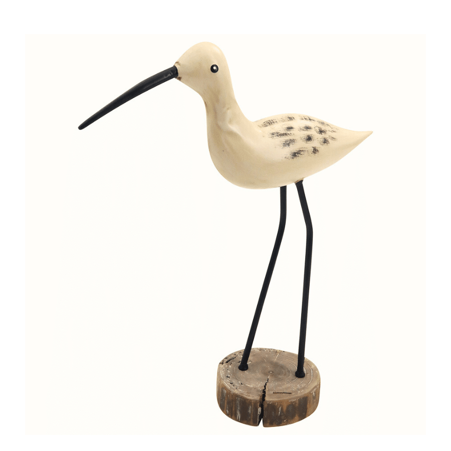 Seagull with Wooden Base Beige