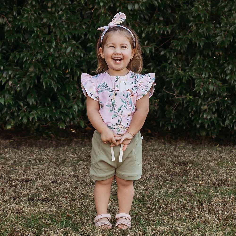 Cockatoo Short Sleeve Organic Bodysuit with Frill: Newborn (0000)