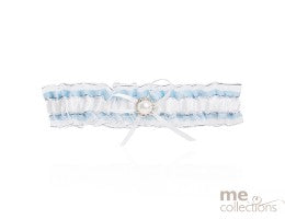Wedding Blue Garter With Diamante Round Buckle