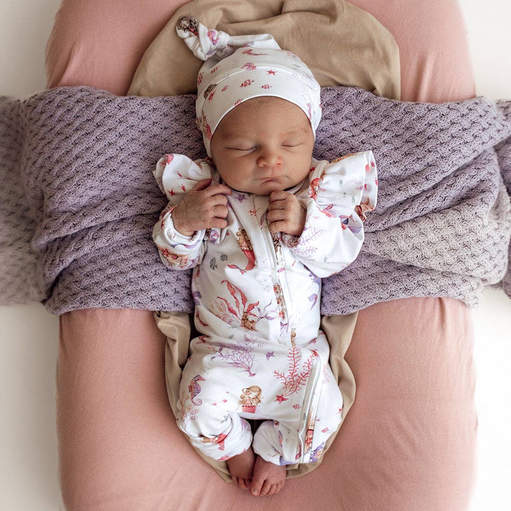 Mermaid Organic Snugglesuit Convertible Romper with Frill: Newborn (0000)