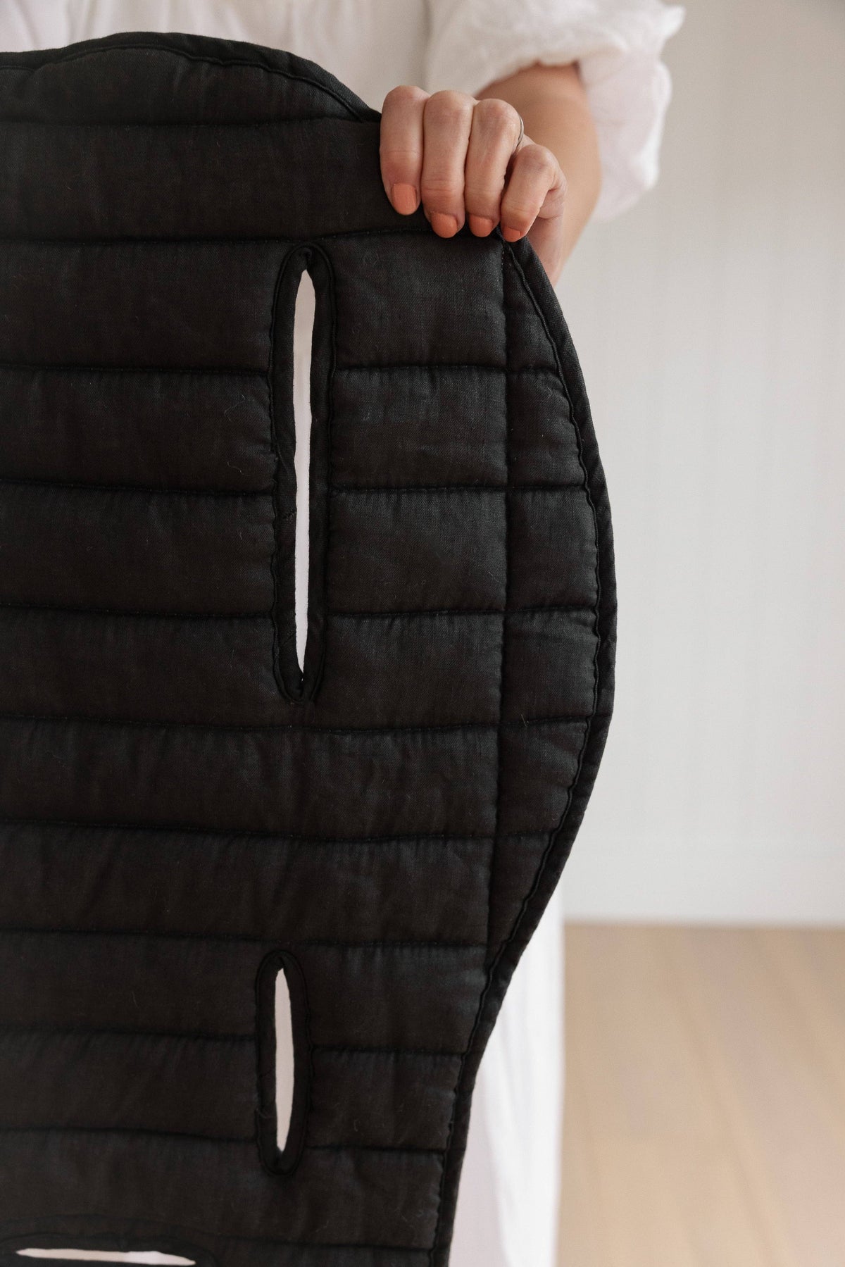 Charcoal & Oat - Pram Liner- Stripe quilt: Multi-Colored