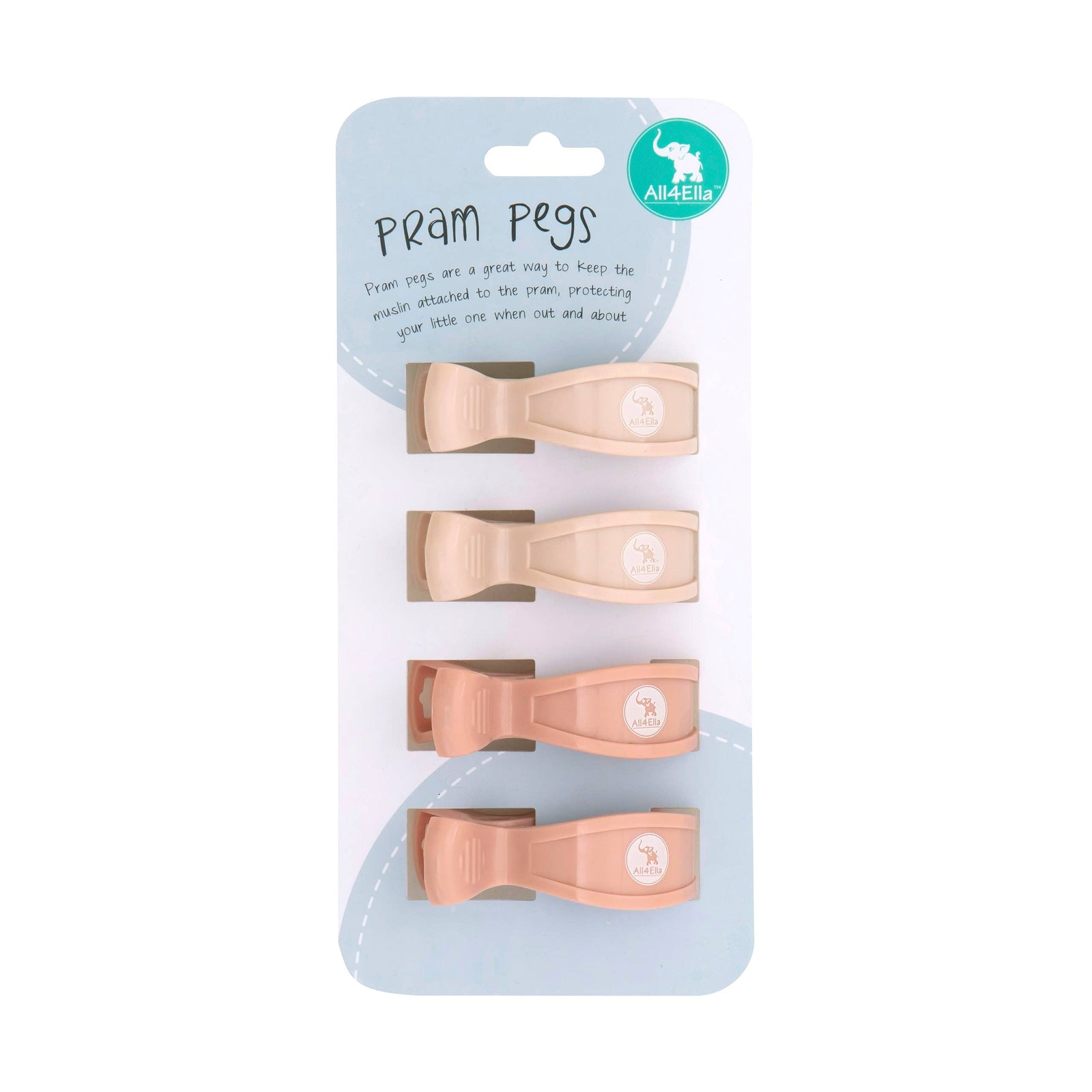 Pram Pegs 4pk - Cream/Peach