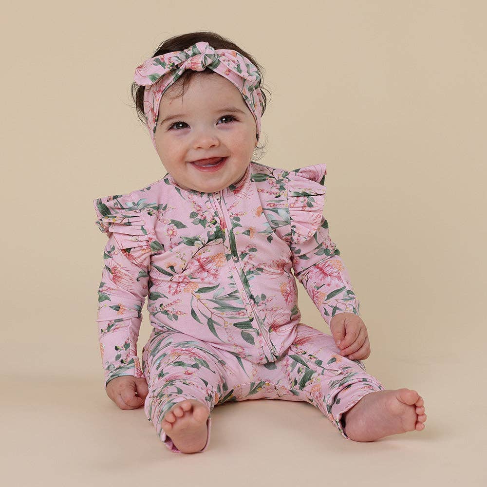 Pink Wattle Organic Snugglesuit Convertible Romper with Frill: 3-6 Months (00)