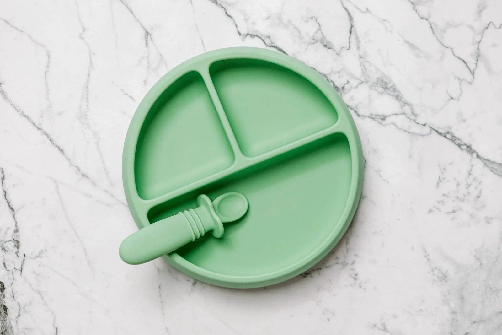 Suckie Scoop Divided Suction Plate: Mint Crisp