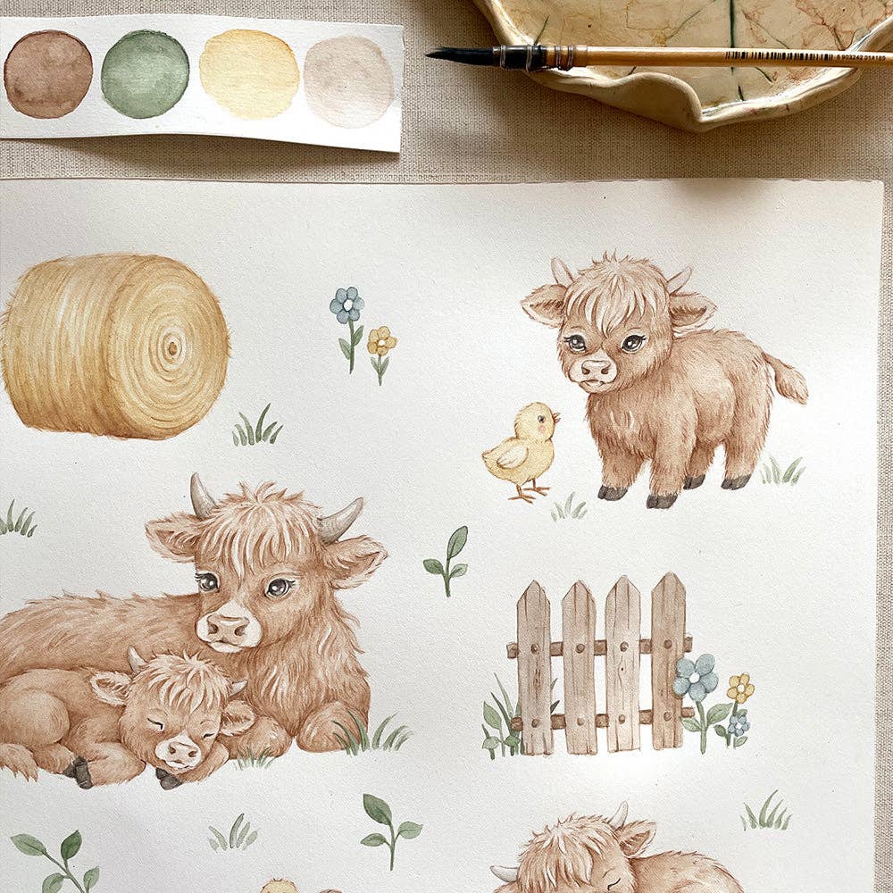 Highland Cows Organic Snuggle Shortie: 3-6 Months (00)