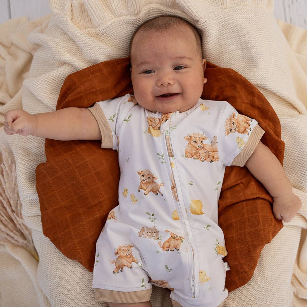 Highland Cows Organic Snuggle Shortie: 3-6 Months (00)