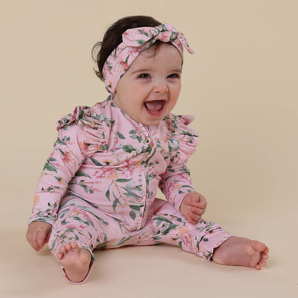 Pink Wattle Organic Snugglesuit Convertible Romper with Frill: 0-3 Months (000)