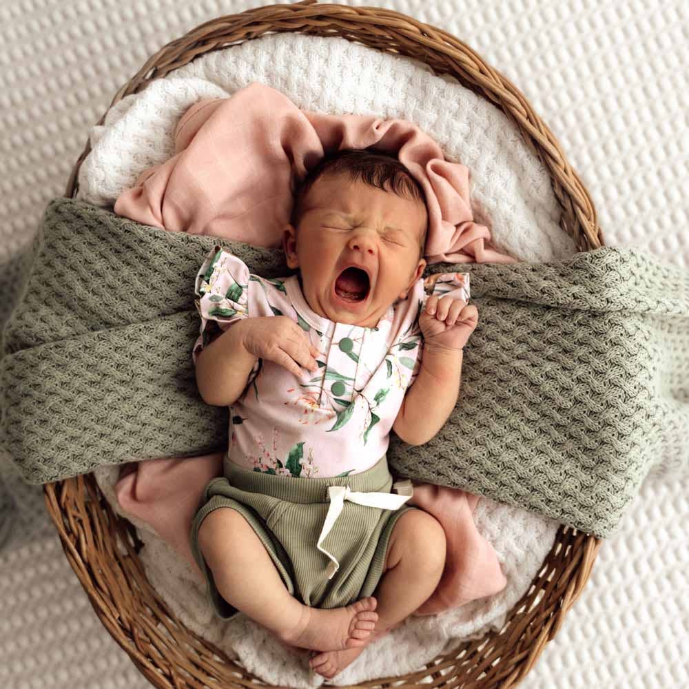 Cockatoo Short Sleeve Organic Bodysuit with Frill: 0-3 Months (000)