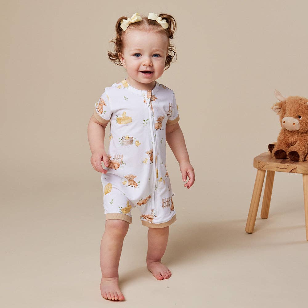 Highland Cows Organic Snuggle Shortie: 3-6 Months (00)