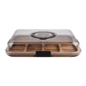 Alfresco Lane Acacia Wood Grazing Platter with Lid 6 Compartments Rectangle