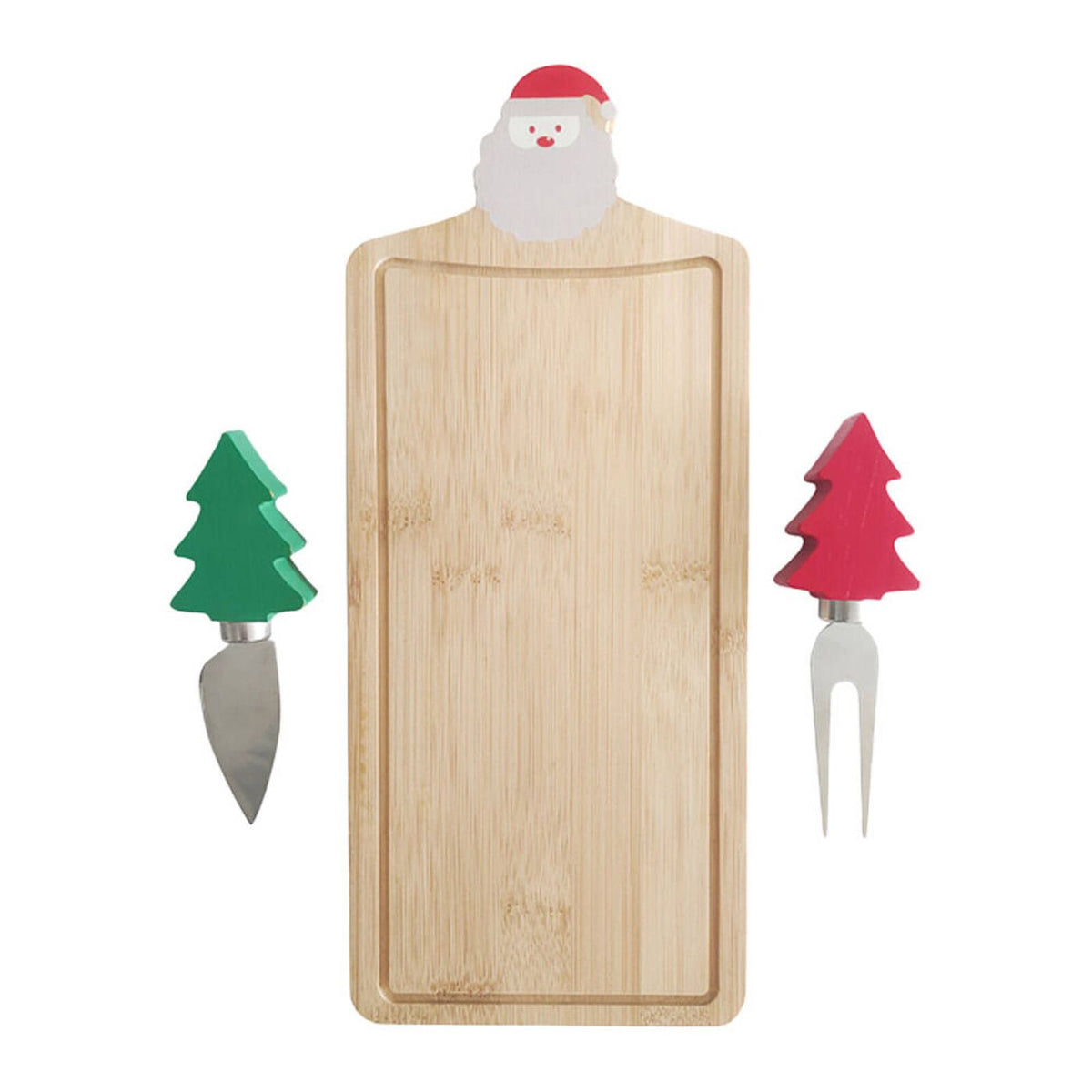Xmas Bamboo Board 2 Cheese Knife