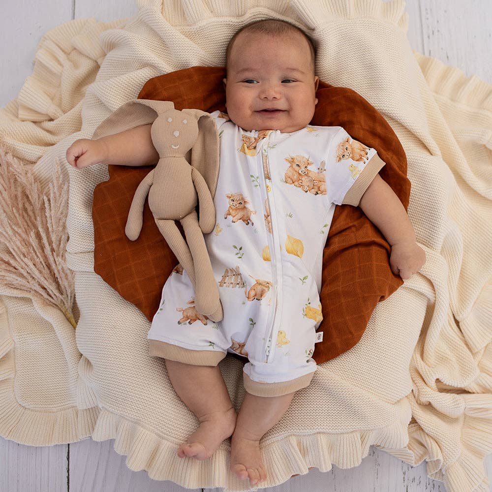 Highland Cows Organic Snuggle Shortie: 3-6 Months (00)