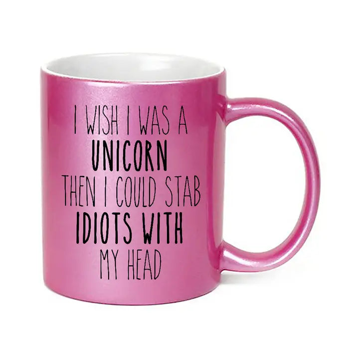 I Wish I Was A Unicorn Mug Pink