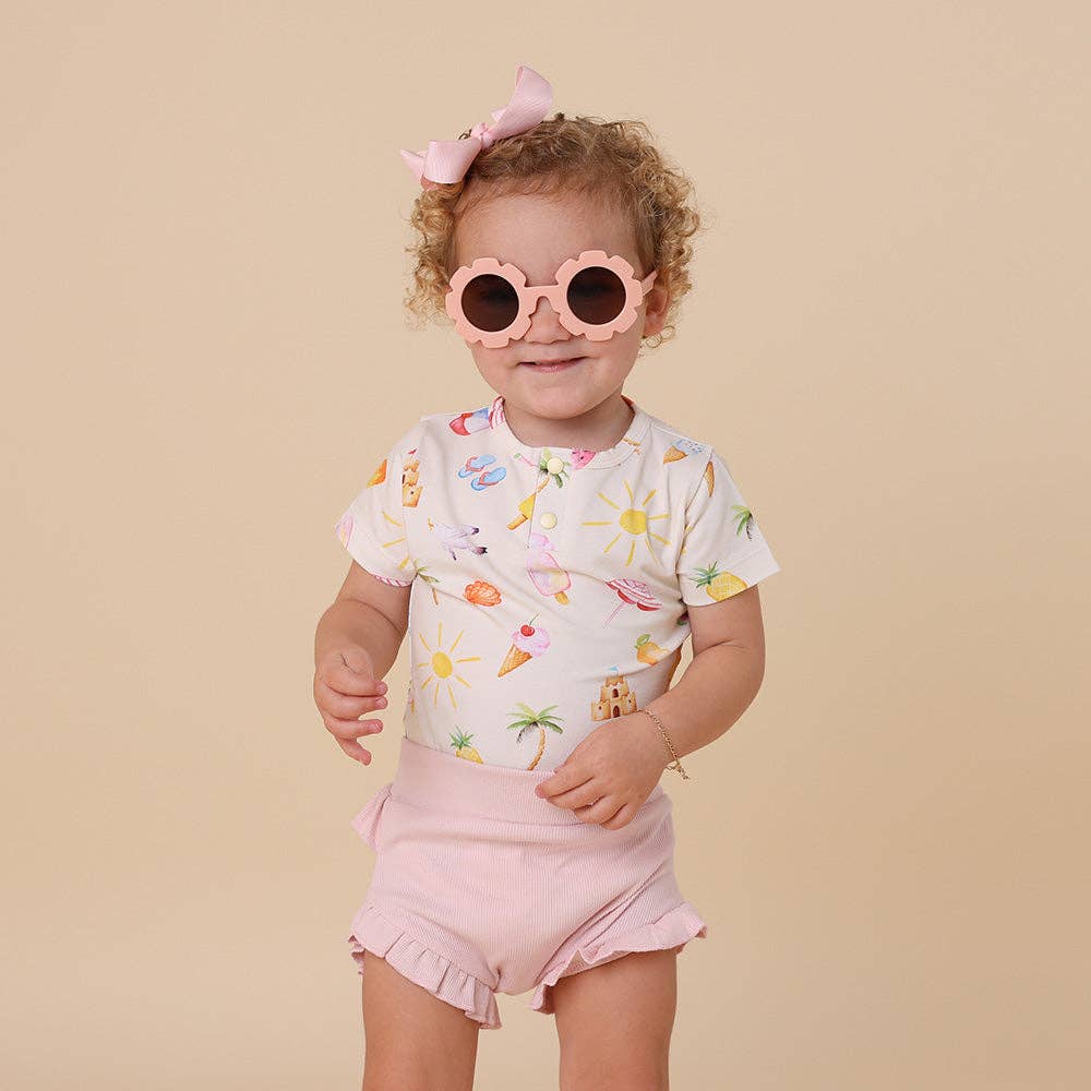Beach Fun Short Sleeve Organic Bodysuit: Newborn (0000)
