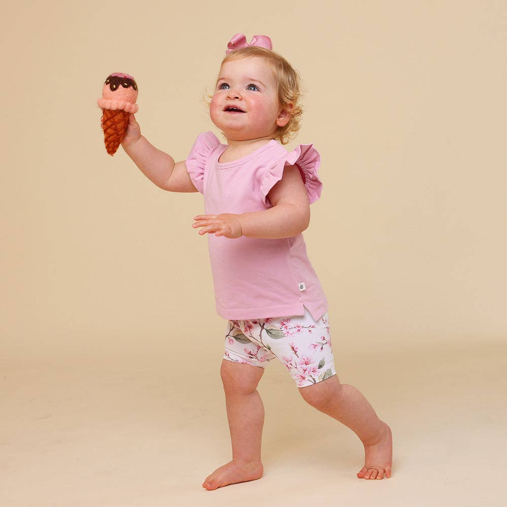 Cherry Blossom Organic Bike Shorts: 6-12 Months (0)