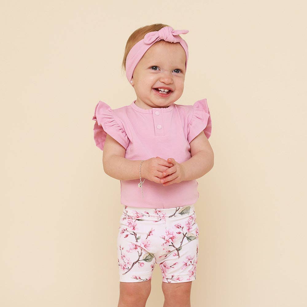 Cherry Blossom Organic Bike Shorts: 6-12 Months (0)