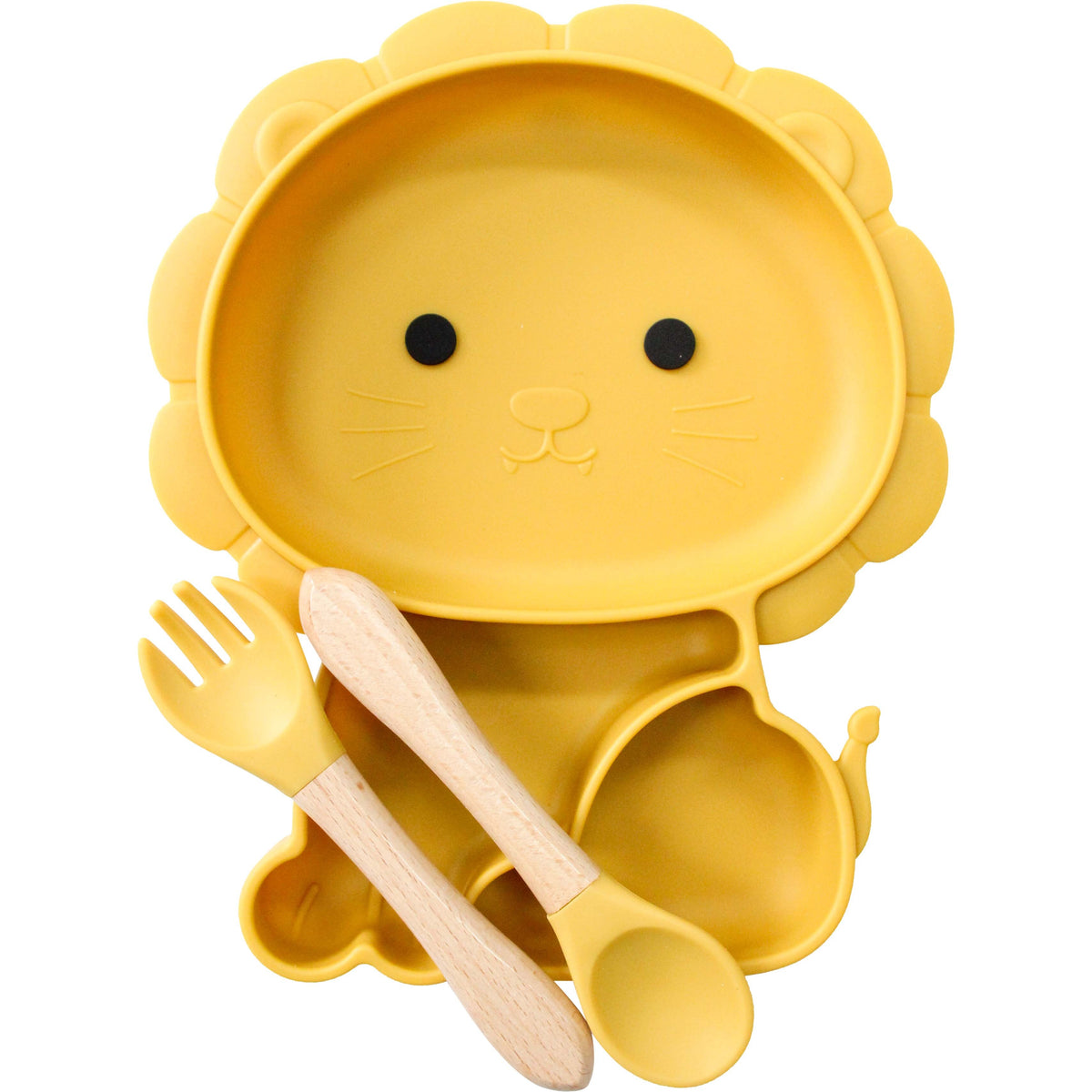 Silicone Suction Bowl And Cutlery  Lion