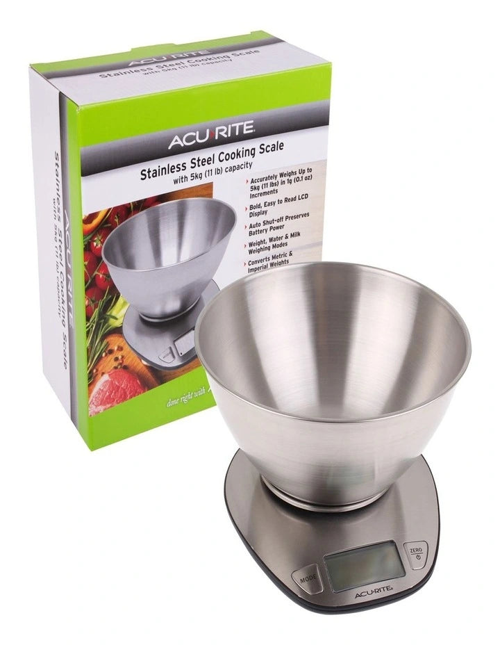 Acurite Digital Kitchen Scale & Removal Bowl Black