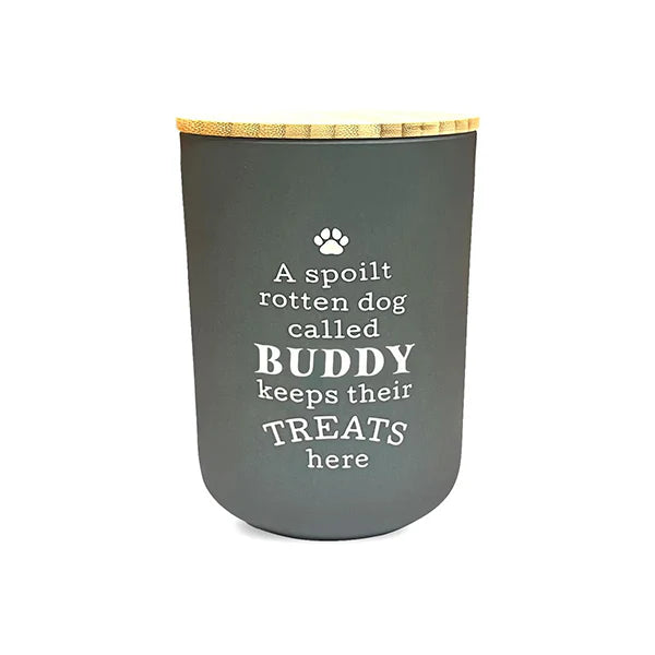 Dog Treat Jar Grey Buddy