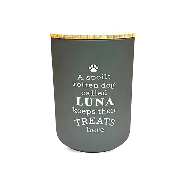 Dog Treat Jar Grey Luna