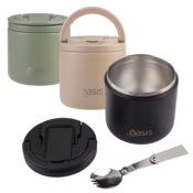 Oasis DW Insulated Food Flask Black 500ml with Spork