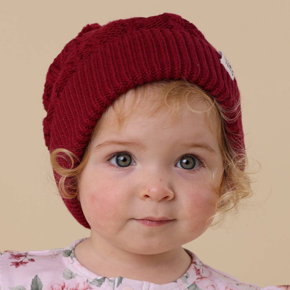 Snuggle Hunny Organic Baby Knitted Beanie Raspberry M