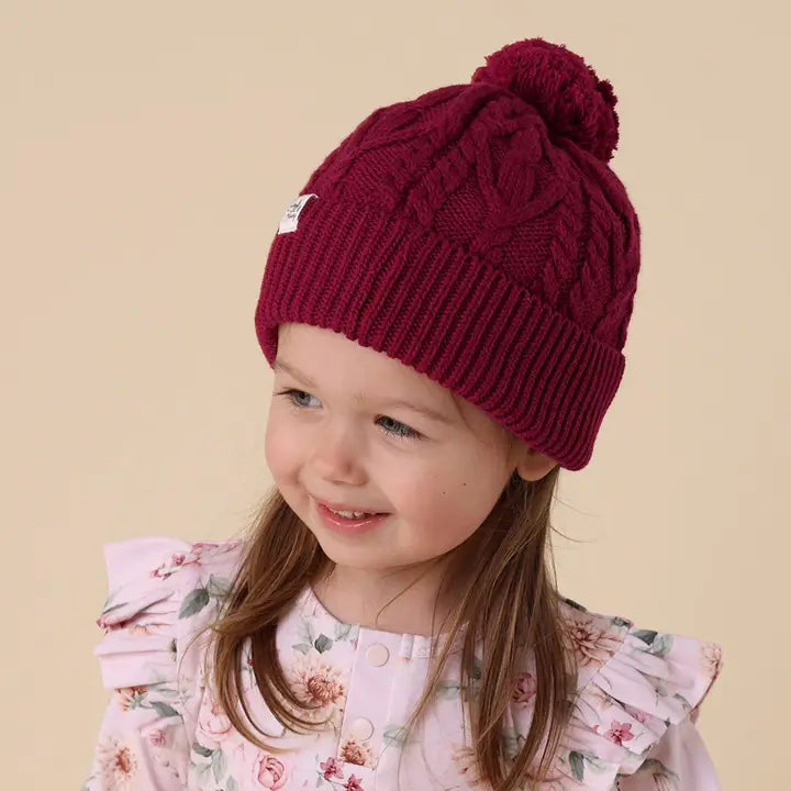 Snuggle Hunny Organic Knitted Beanie Raspberry L 6-24mths