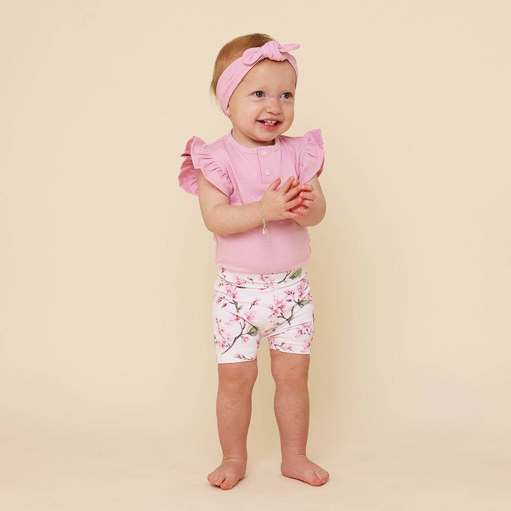 Cherry Blossom Organic Bike Shorts: 6-12 Months (0)