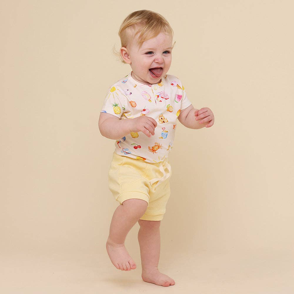 Beach Fun Short Sleeve Organic Bodysuit: 0-3 Months (000)