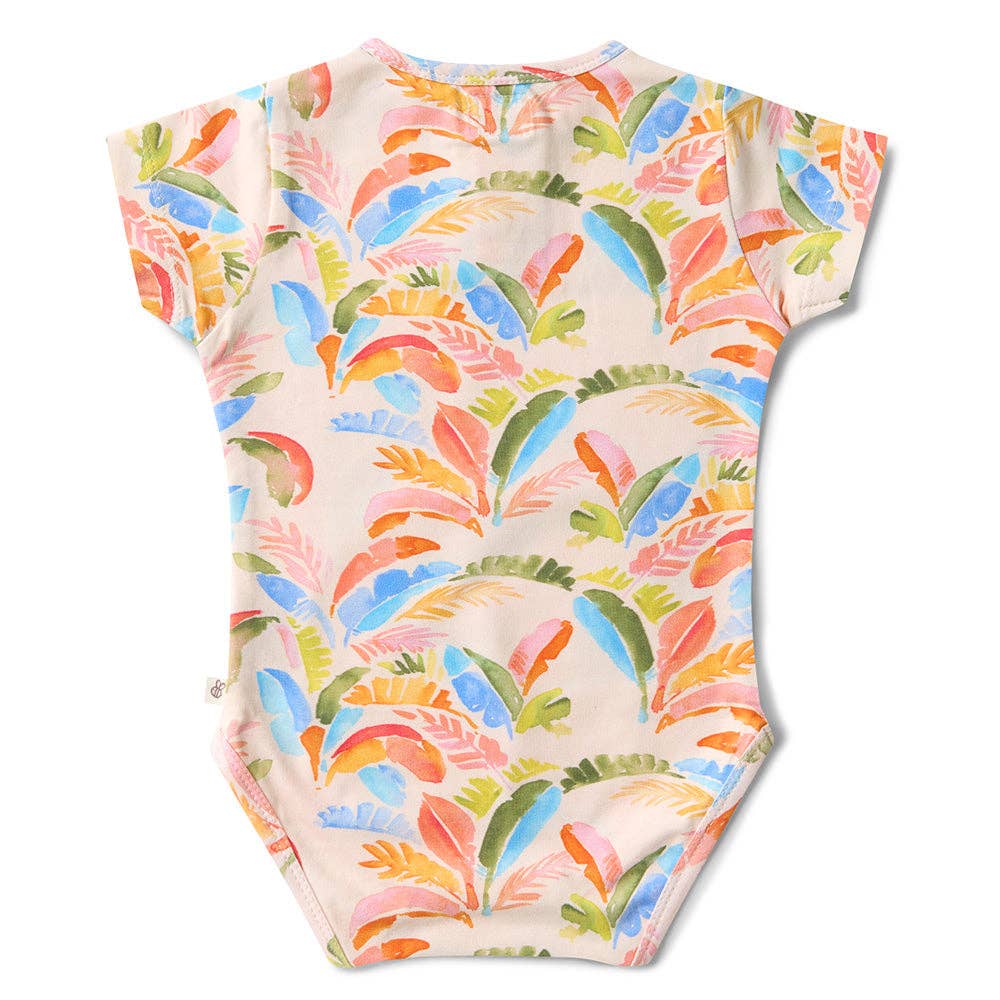 Summer Palm Short Sleeve Organic Bodysuit: Newborn (0000)