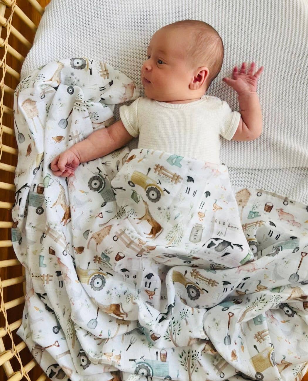 Cuddle Bug & Co Bamboo Muslin Wrap Farm Life