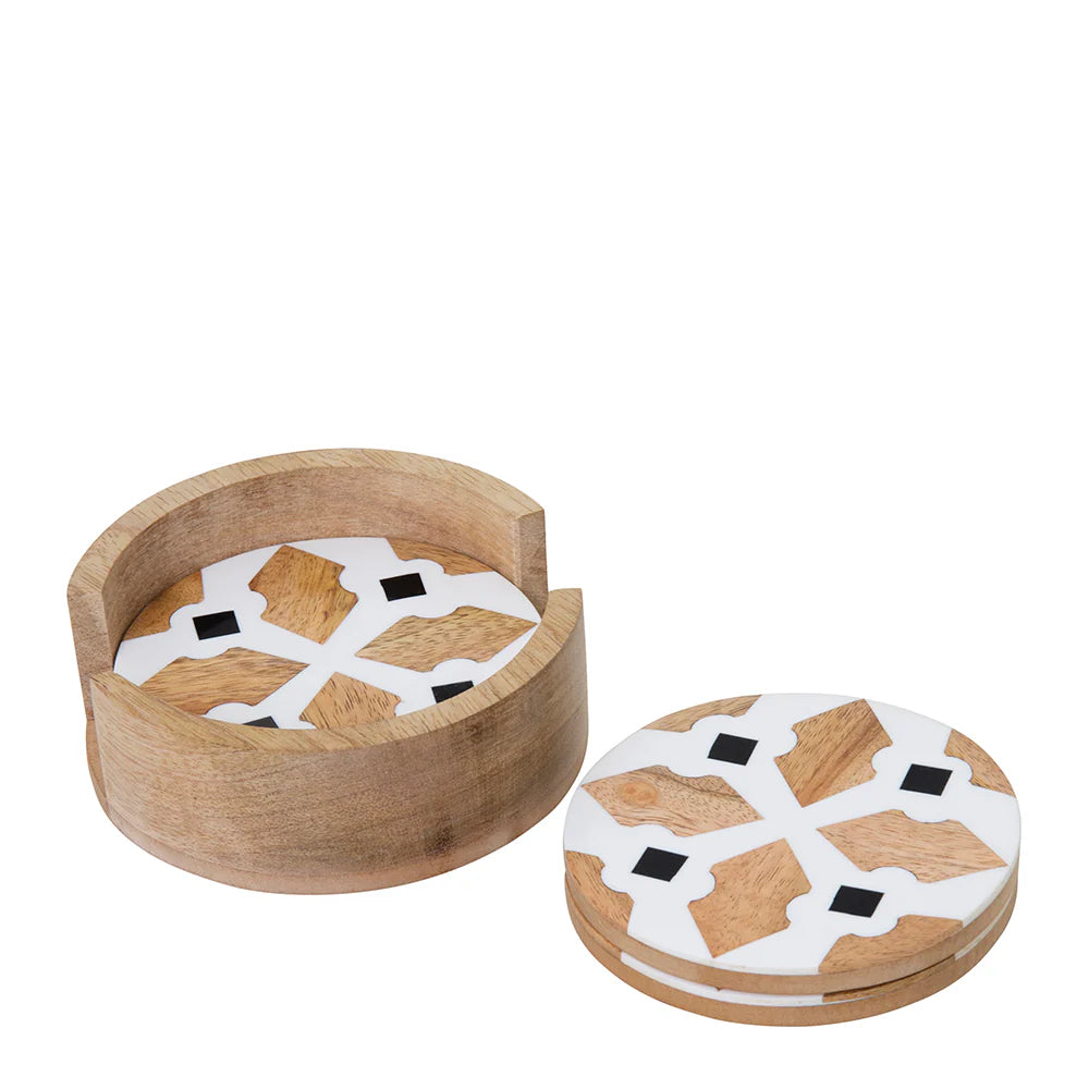 Alyvia Coaster Set of 4 10cm Multi in Holder