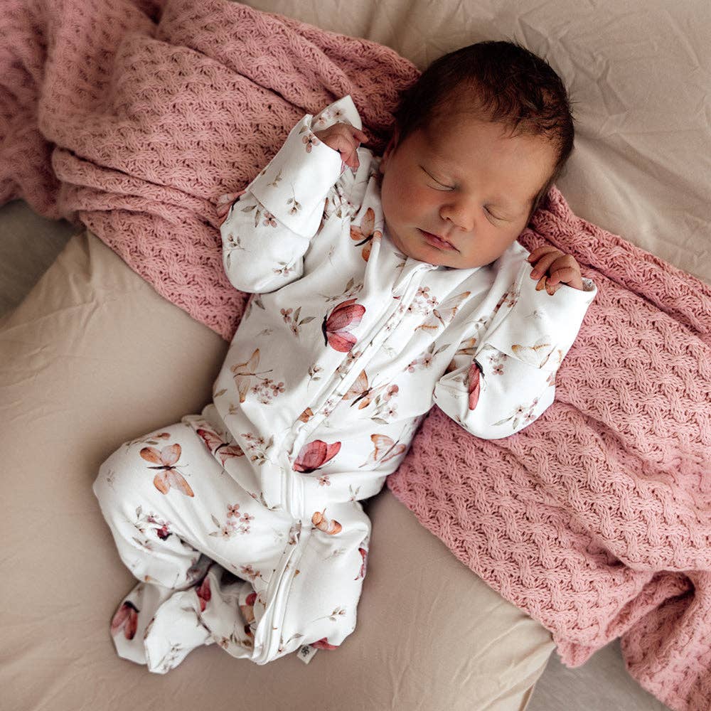 Butterfly Organic Snuggle Sleepsuit Zip Footie with Frill: Newborn (0000)
