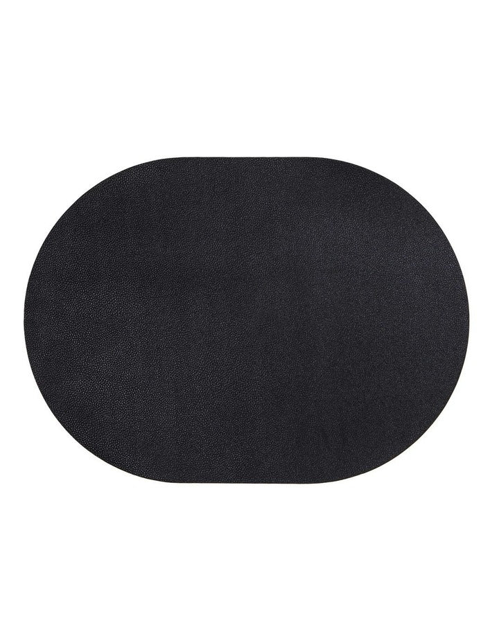 Ladelle Hugo Oval Charcoal Vinyl Placemat 4pk