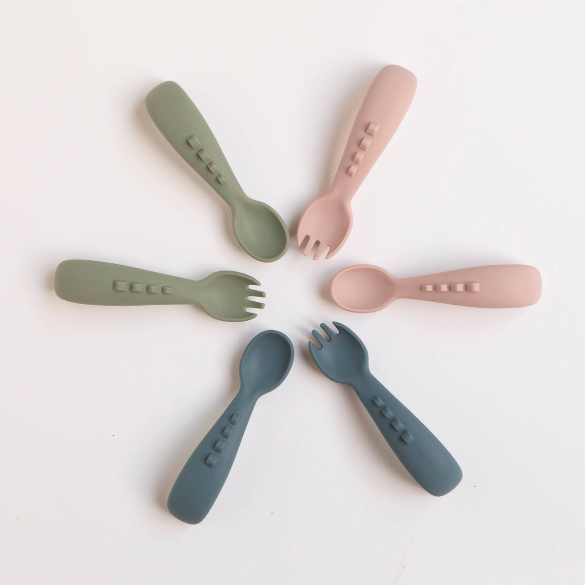 Silicone Comfy Grip Cutlery – Spoon + Fork Set - Olive