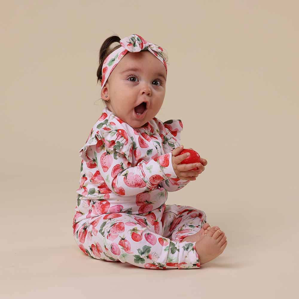 Strawberry Organic Snugglesuit Convertible Romper: Newborn (0000)