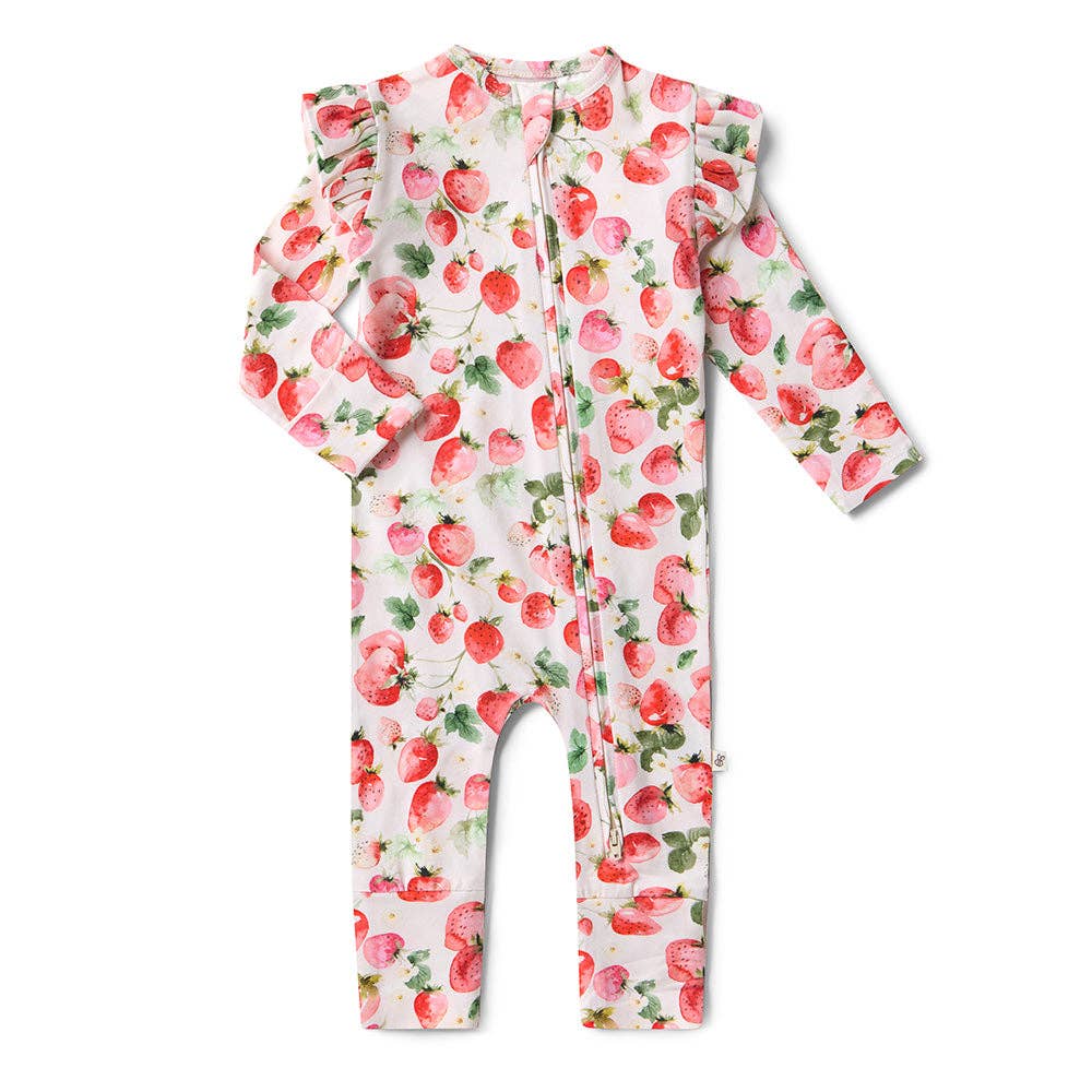 Strawberry Organic Snugglesuit Convertible Romper: Newborn (0000)