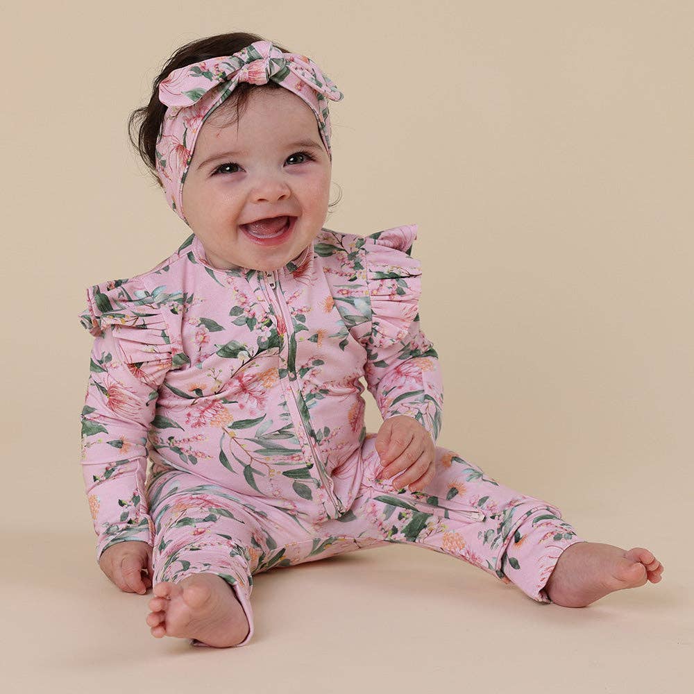 Pink Wattle Organic Snugglesuit Convertible Romper with Frill: 0-3 Months (000)