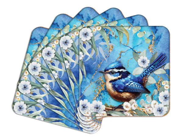 Lisa Pollock Ceramic Glam Jar With Lid Blue Wrens