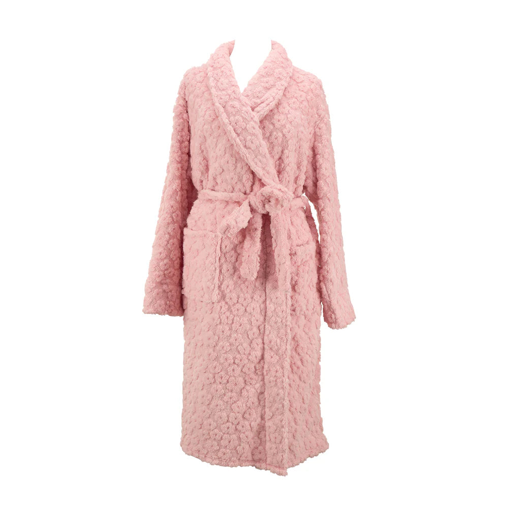 Annabel Trends Bath Robe Cosy Luxe Embossed Flower Pink