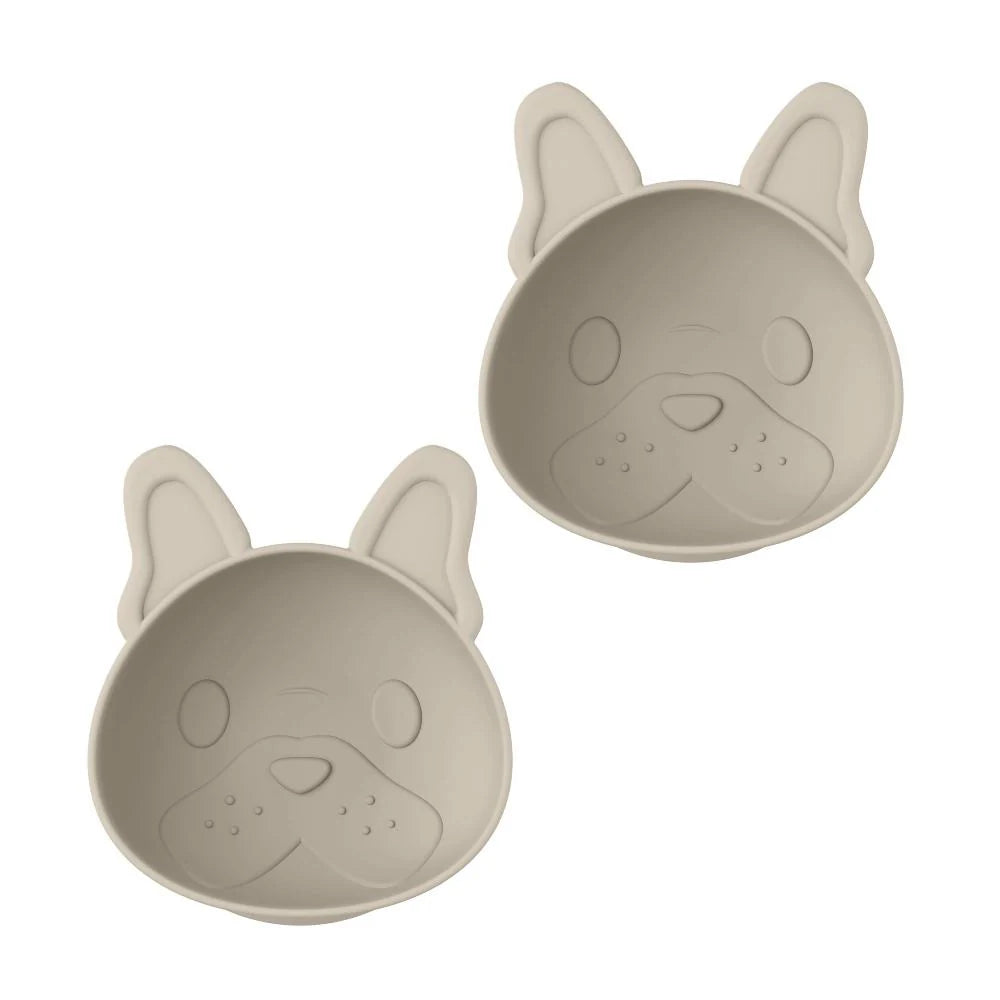 Melii Luxe Silicone Suction Bowls 2Pk Bulldog