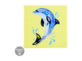 Maxwell and Williams Pete Cromer Ozzie Ocean Ceramic Square Coaster 9.5cm Dolphin